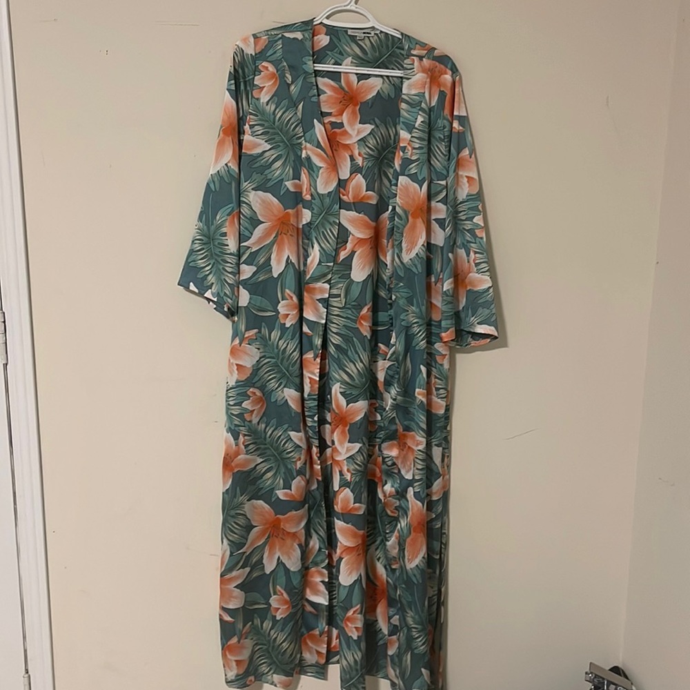 Tropical print duster